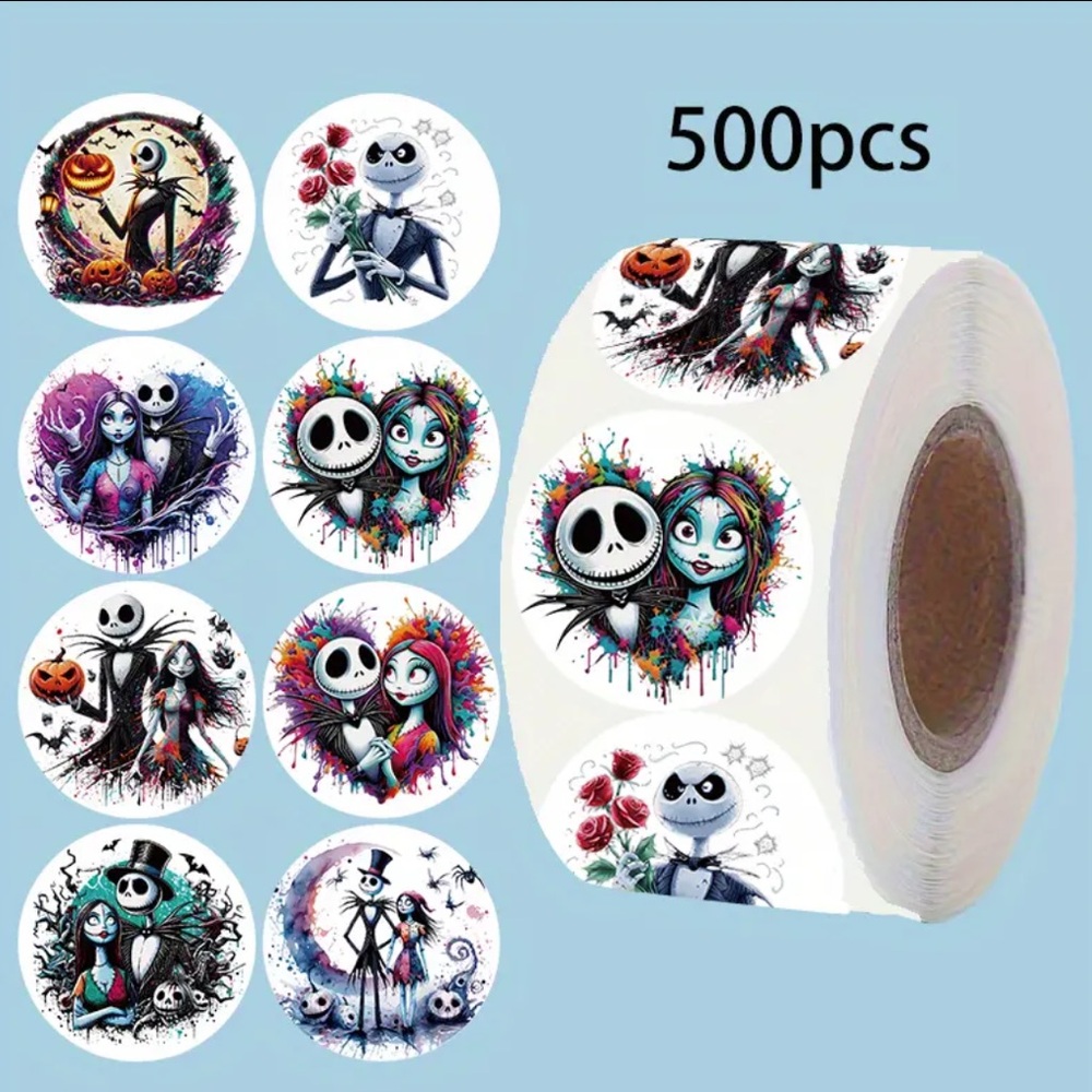Disney Nightmare Before Christmas Sticker Roll - Black, White, Blue, etc., 500